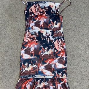 Cinched Ruffle Hem Open Back Dress